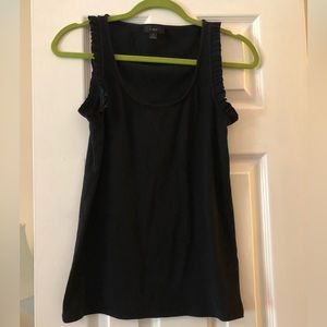 j crew ribbed black tank with ruffle sleeves small